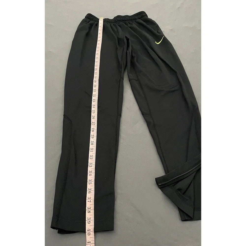 Dri Fit Nike Athletic Pants Mens Size Medium Black Green Ankles Zip Drawstring